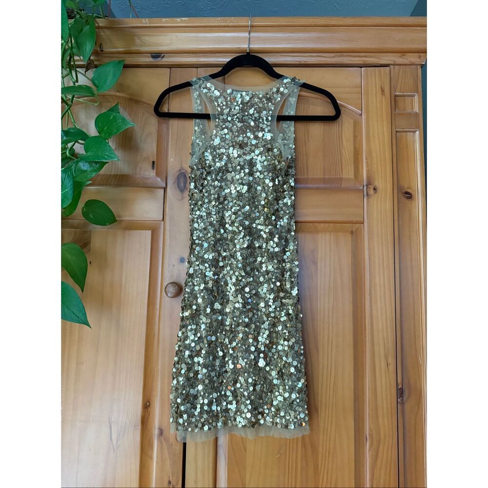Arden B Gold Sequin Mini Dress Sleeveless Cocktail Party Small - Picture 4 of 9